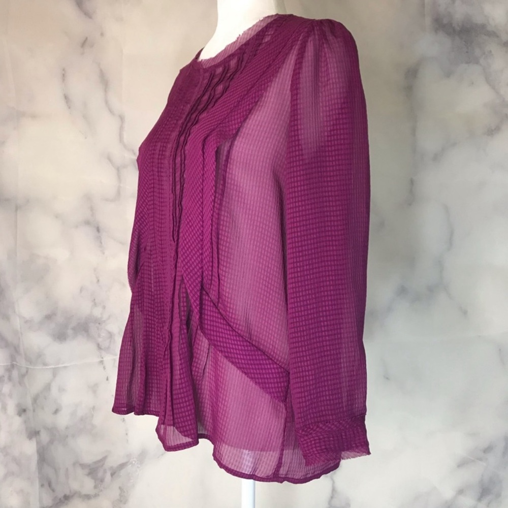 Anthro HD in Paris Purple sheer work tunic size 6 - Picture 4 of 8
